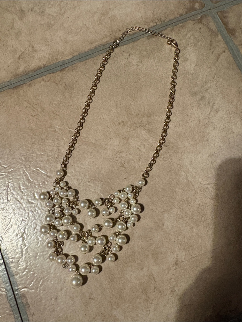 Gold Pearl Bib Necklace - Women Jewelry